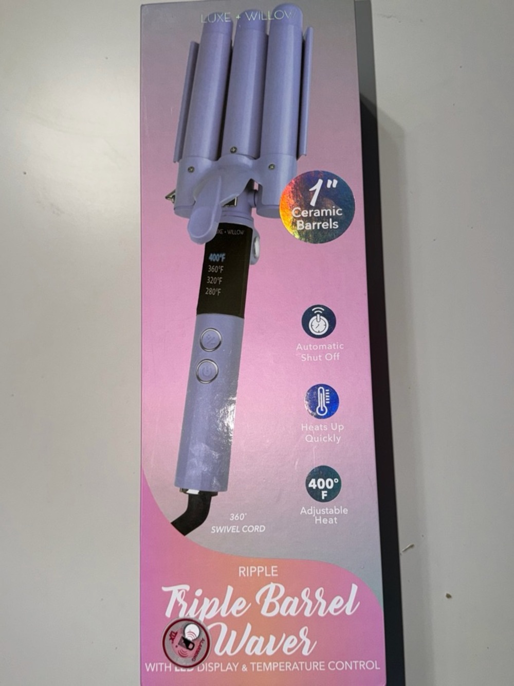 Luxe Willow Ripple Triple Barrel Waver - Lavender